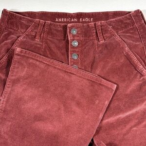 American Eagle womens 14-long Super Hi-Rise Flare corduroy super stretch button